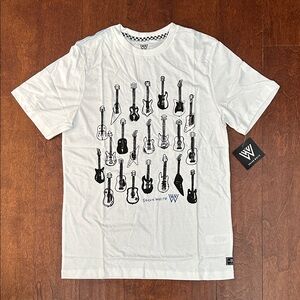 Shaun White White T-Shirt with Cool Guitar Design, Size XL 16, NWT